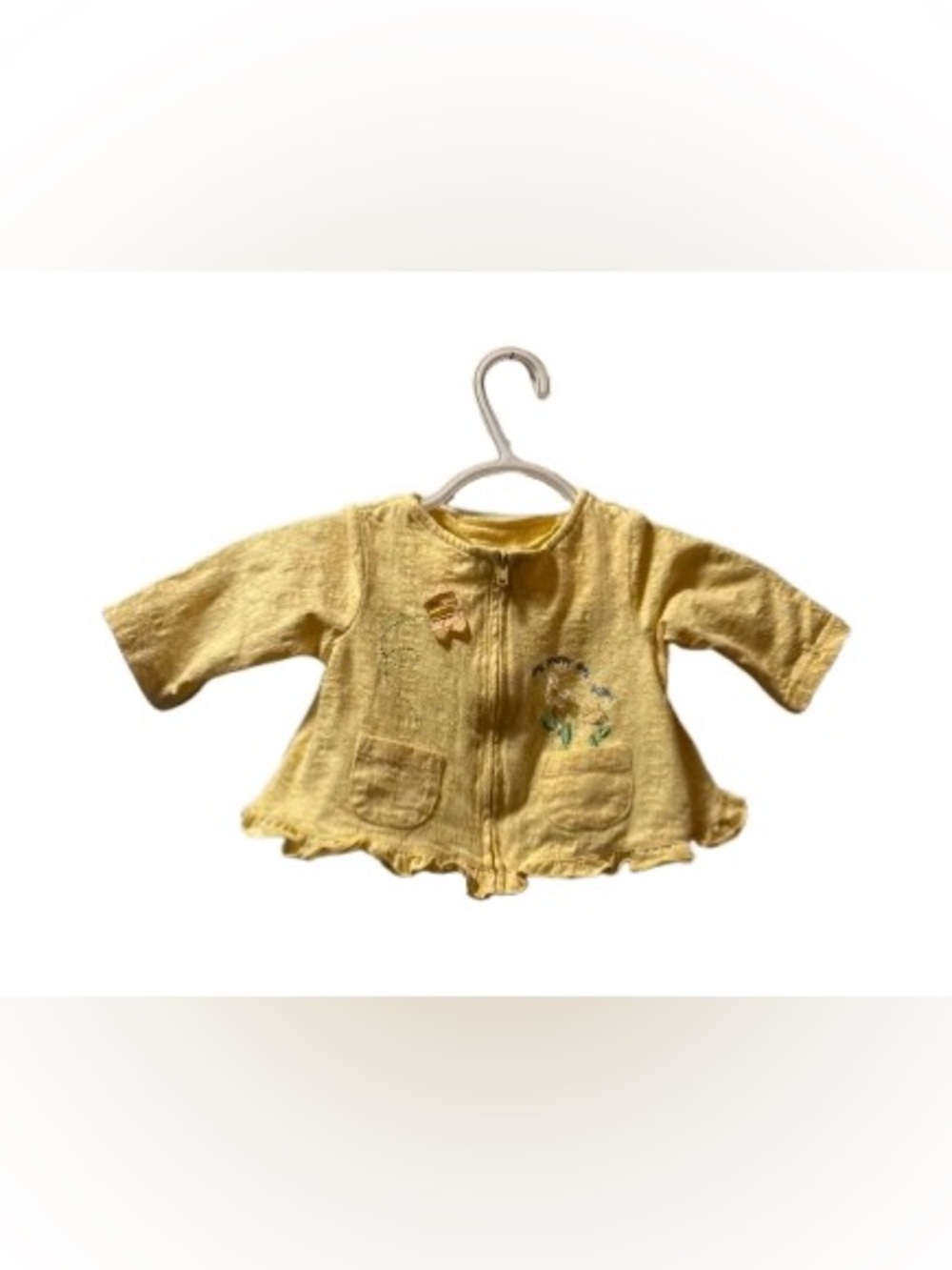 Yellow Embroidered Zip Front Sweater Cardigan 6-9 Months
